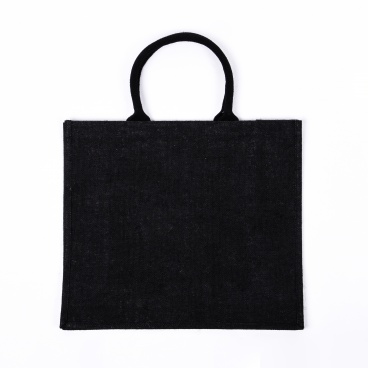 Stylish Jute Tote Bag Vintage Black Medallion Print Design Travel Gift Bag