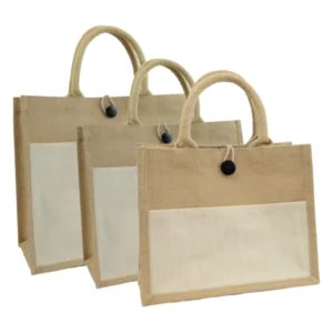 Landscape Jute Bag with Canvas Pocket